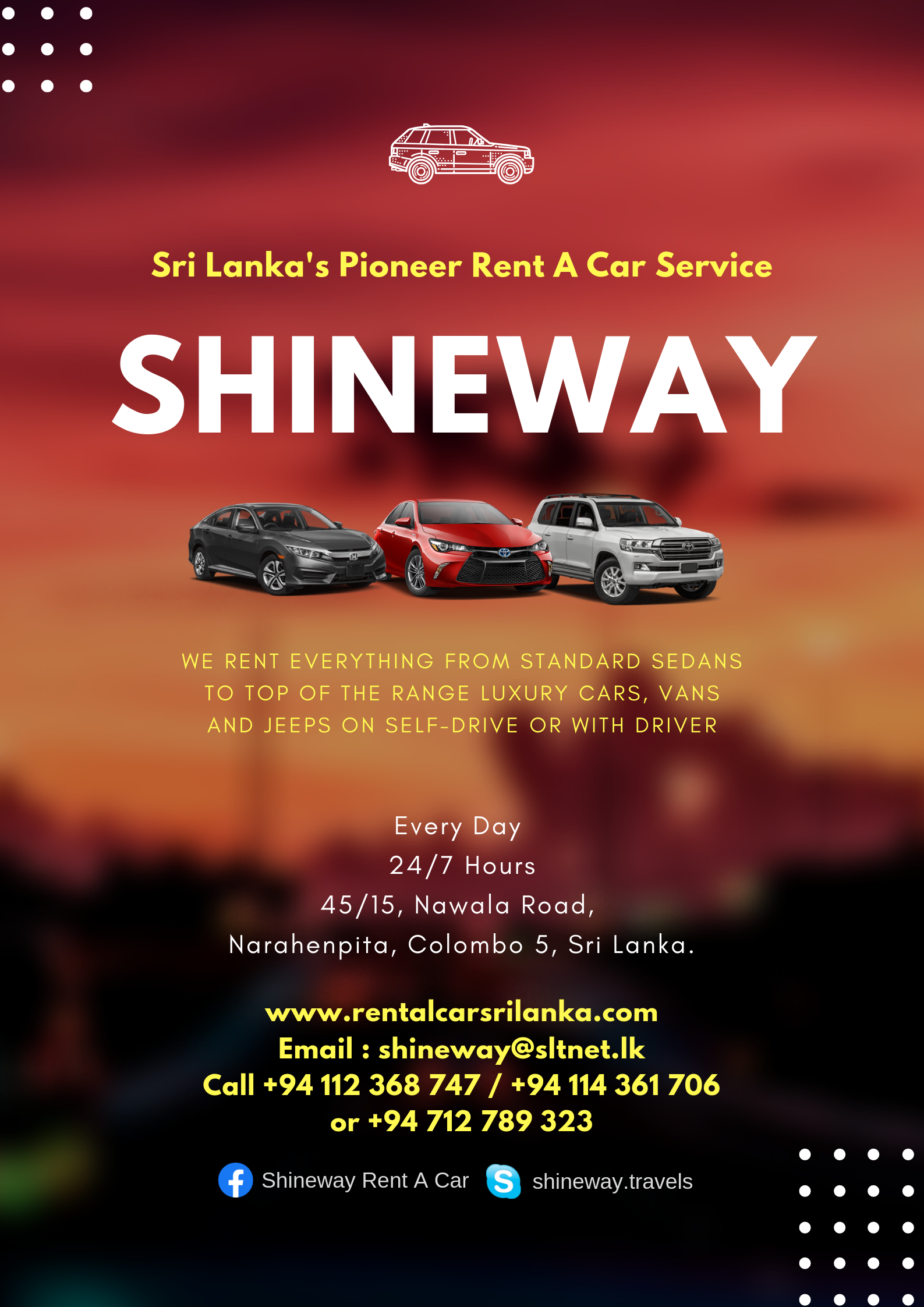 Shineway- Rent a car service Pioneers in Sri Lanka